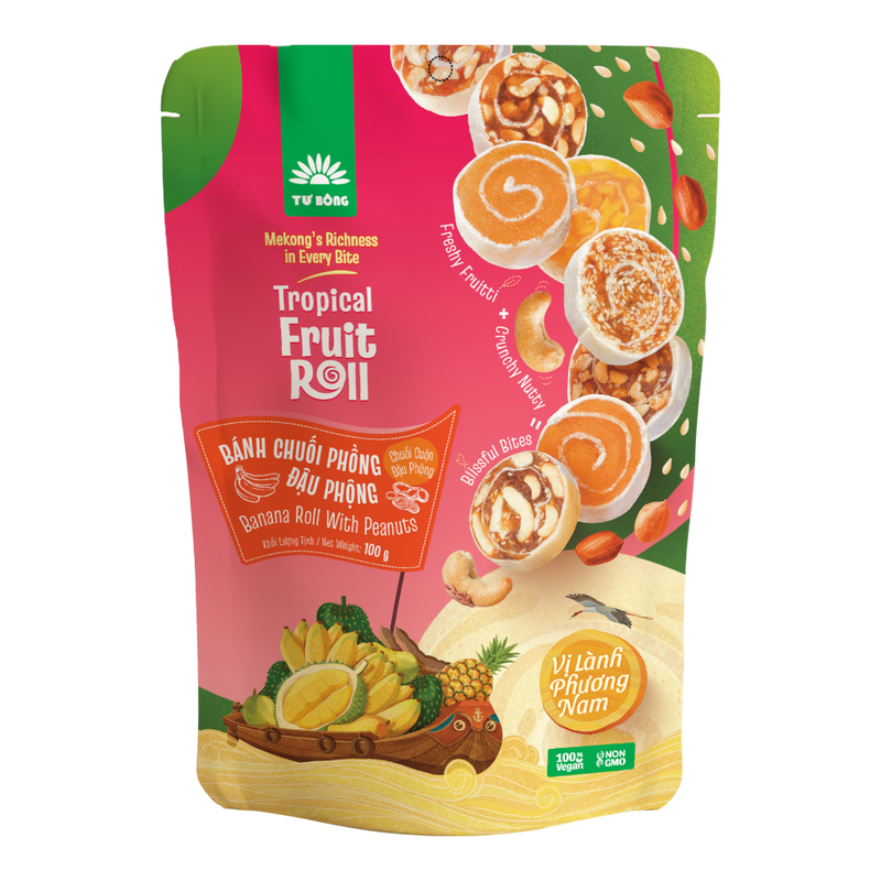 TU BONG Banana Roll With Peanuts 100g (Case 50)