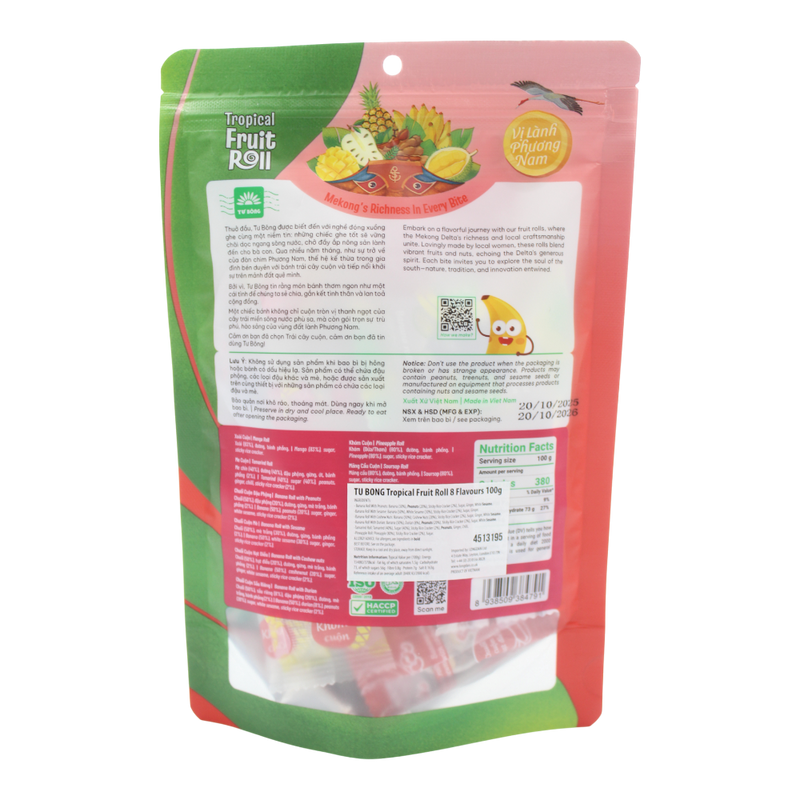 TU BONG Tropical Fruit Roll 8 Flavours 100g (Case 50)
