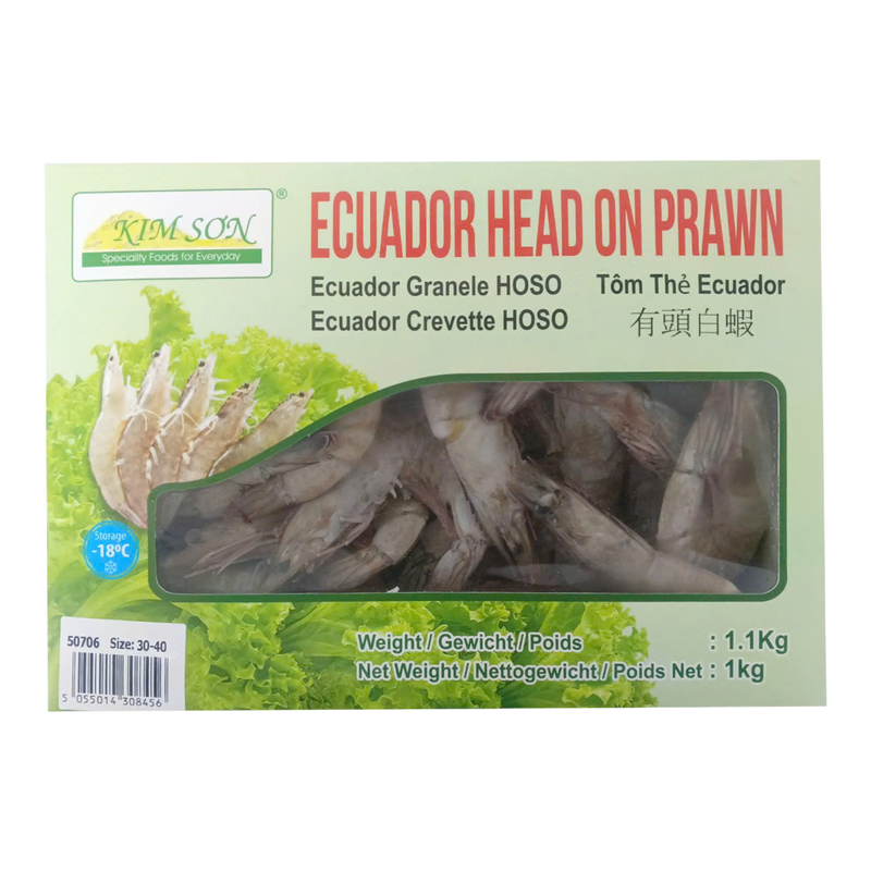 Kim Son Ecuador Head On Prawn 30/40 1kg net (Frozen)