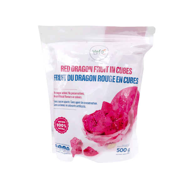 VEFA Frozen Red Dragon Fruit In Cubes 500g (Frozen)