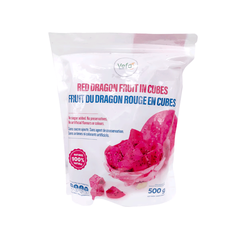 VEFA Frozen Red Dragon Fruit In Cubes 500g (Frozen)