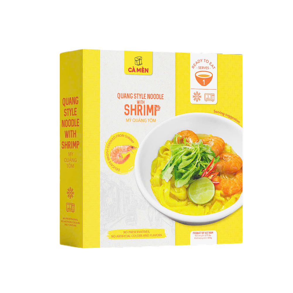 CA MEN Quang Style Noodle With Shrimp 323g (Frozen)