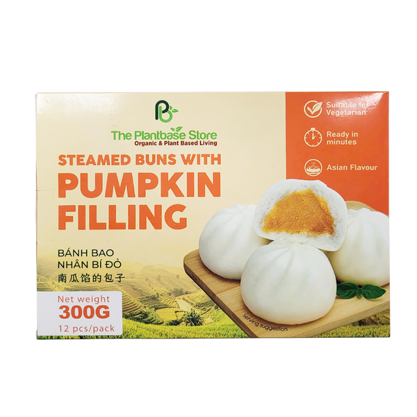 THE PLANTBASE STORE Bánh Bao Hấp Nhân Bí Đỏ (4 cái) 300g (Đông Lạnh)
