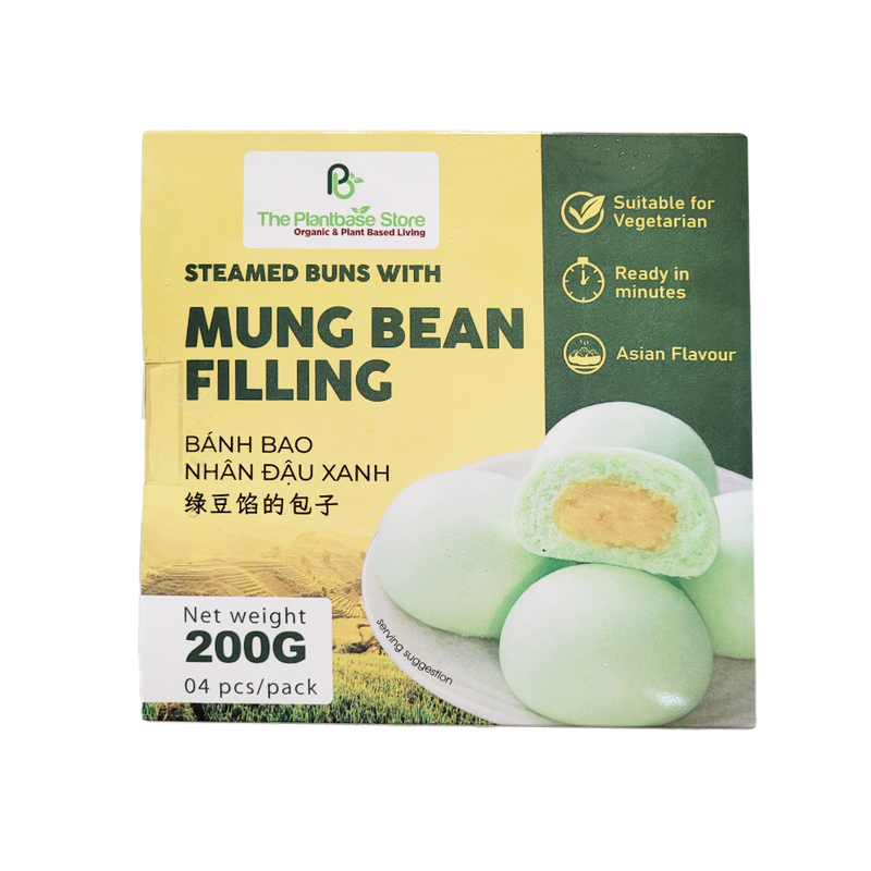 THE PLANTBASE STORE Steamed Buns With Mung Bean Filling (4pcs) 200g (Frozen)