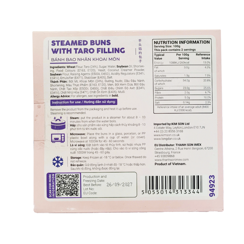 THE PLANTBASE STORE Steamed Buns With Taro Filling (4pcs) 200g (Frozen)