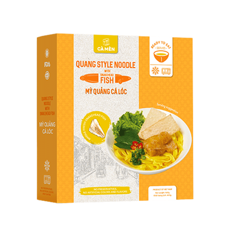 CA MEN Quang Style Noodle With Snakehead Fish 460G (Frozen)
