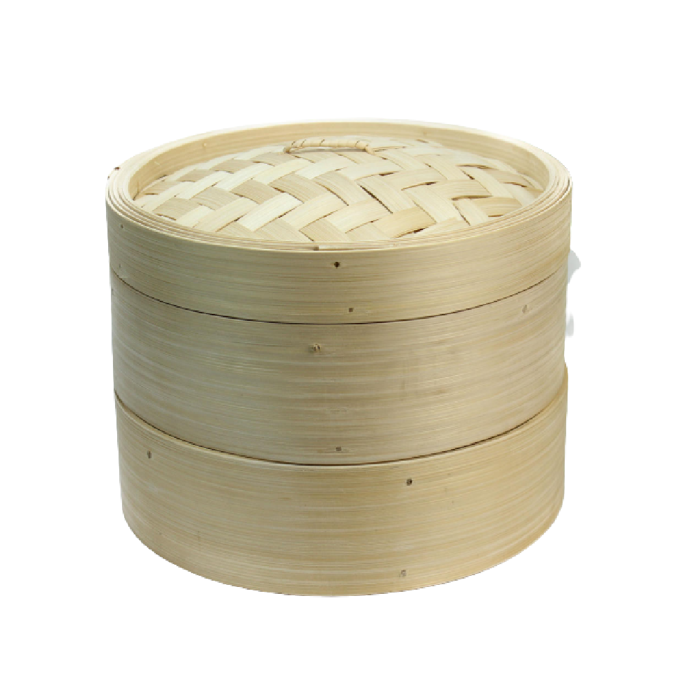 Longdan Bamboo Steamer Set 8 Inches (2 bases, 1 lid)