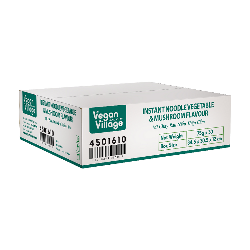 วีแกน วิลเลจ บะหมี่กึ่งสำเร็จรูปวีแกน รสผักและเห็ด 70กรัม (เคส 30)