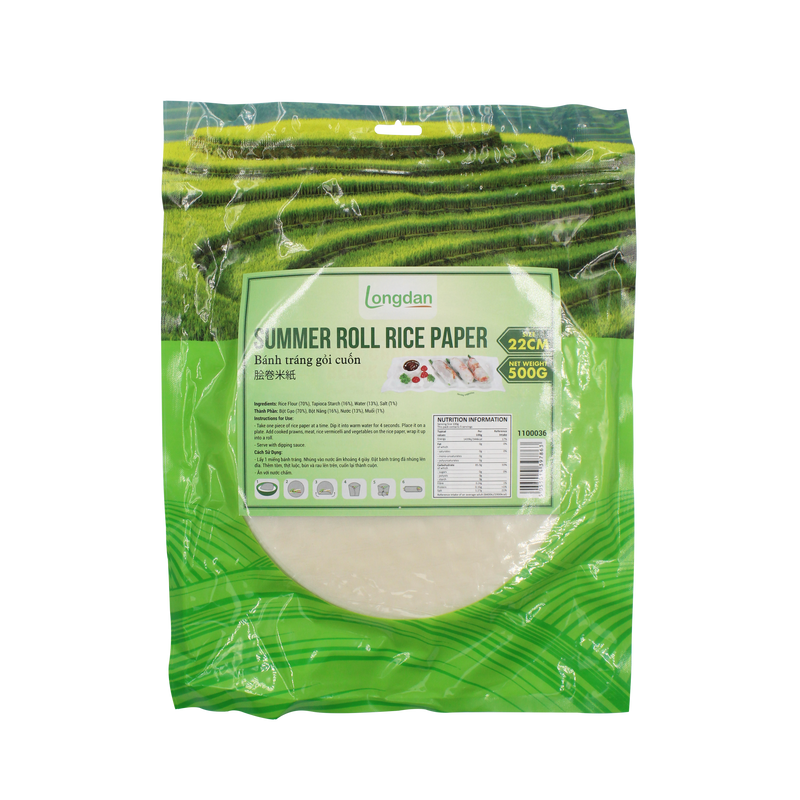Longdan Summer Roll Rice Paper 22cm 500gr - Longdan Official Online Store