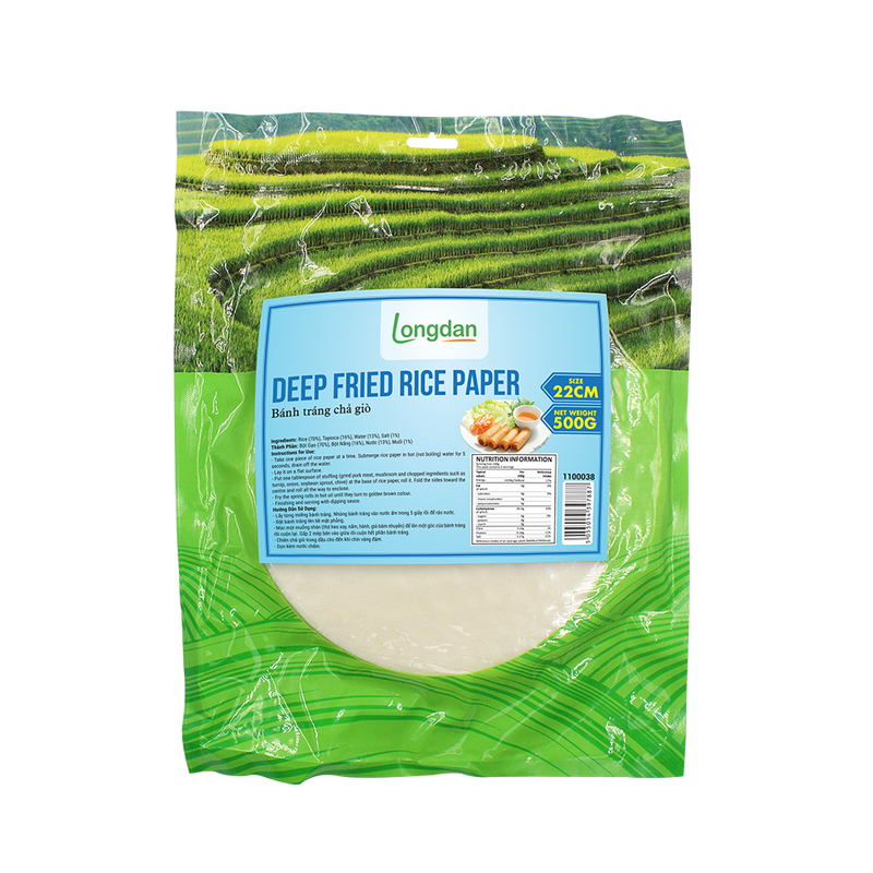 Fried Ric Paper Longdan Deep Fried Rice Paper 22cm 500g (Case 20)