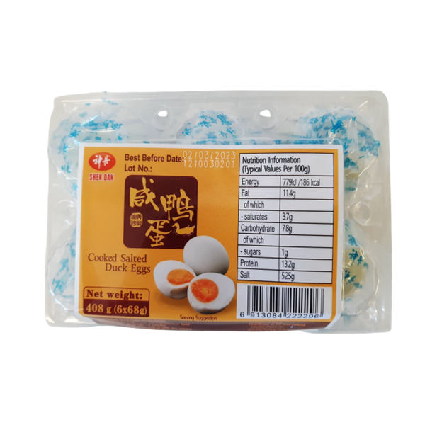 SHEN DAN Cooked Salted Duck Eggs 6x68g - Longdan Official