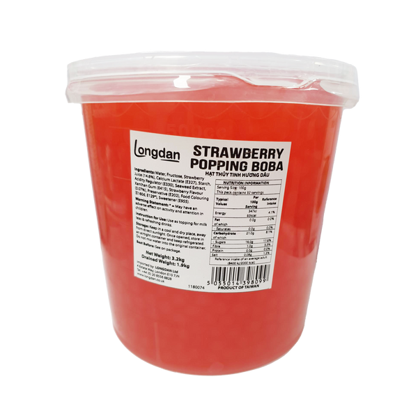 Longdan Strawberry Popping Boba 3.2kg - Longdan Official Online Store