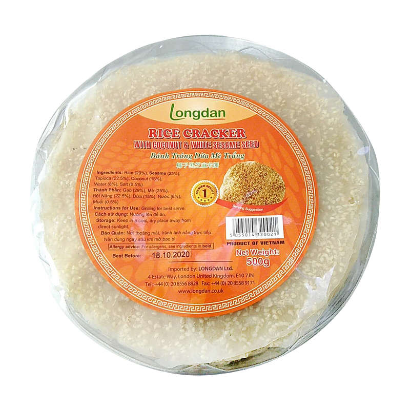 Longdan Rice Cracker Coconut & White Sesame Seed 500g - Longdan Online Supermarket