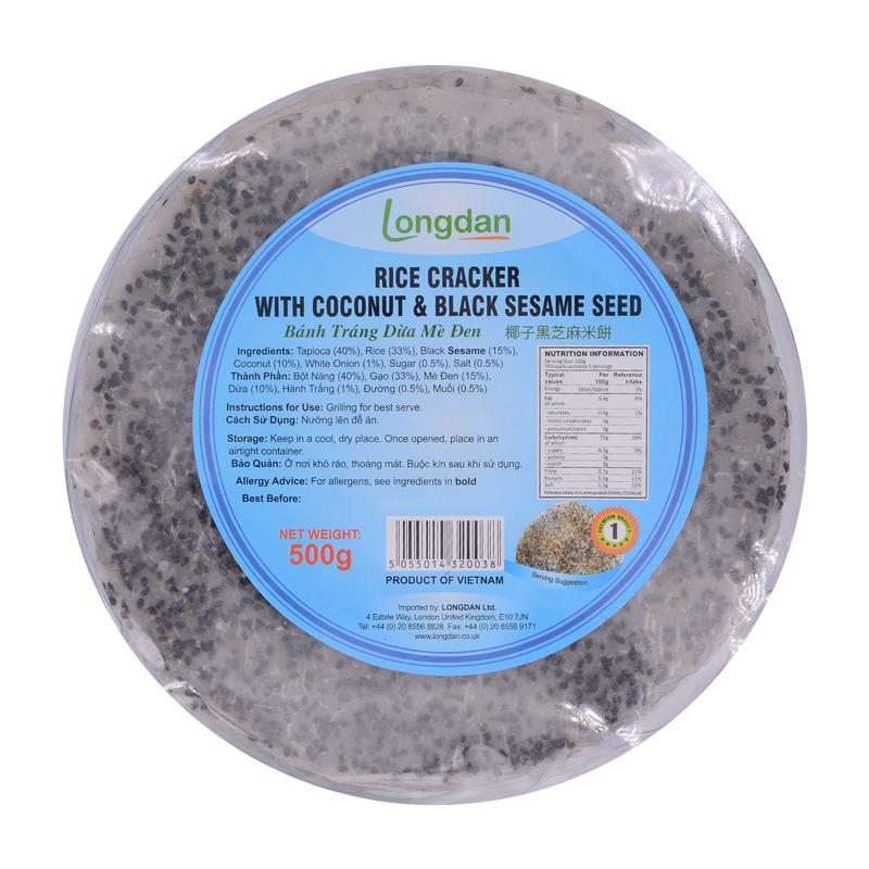 Longdan Rice Craker With Coconut & Black Sesame 22cm 500g - Longdan Online Supermarket