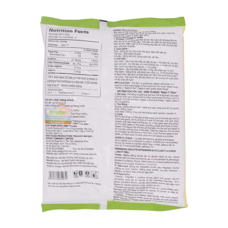 Vinh Thuan Glutinous Rice Flour Bot Nep - Longdan Online Supermarket