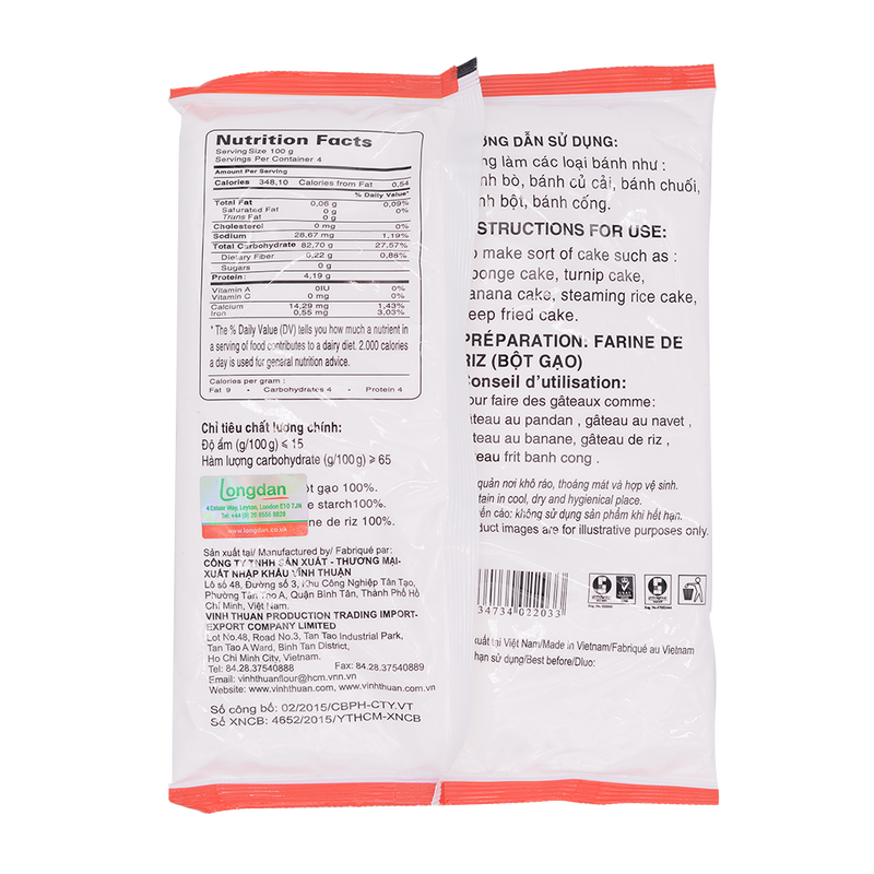 Vinh Thuan Rice Starch (Bot Gao) 400g - Longdan Online Supermarket