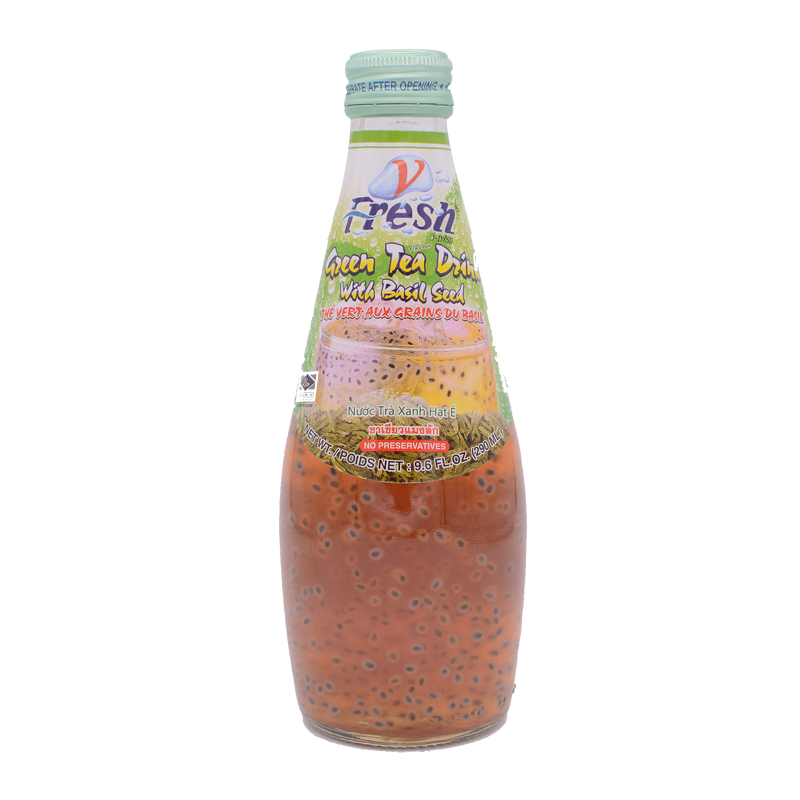 V-Fresh Green Tea With Basil Seed (Bottle) 290ml - Longdan Online Supermarket