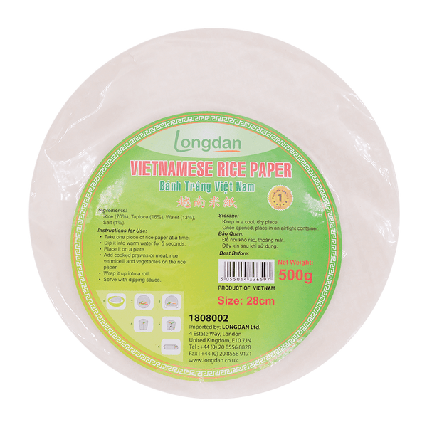 Longdan Vietnamese Rice Paper 28Cm 500G (Case 20) - Longdan Official