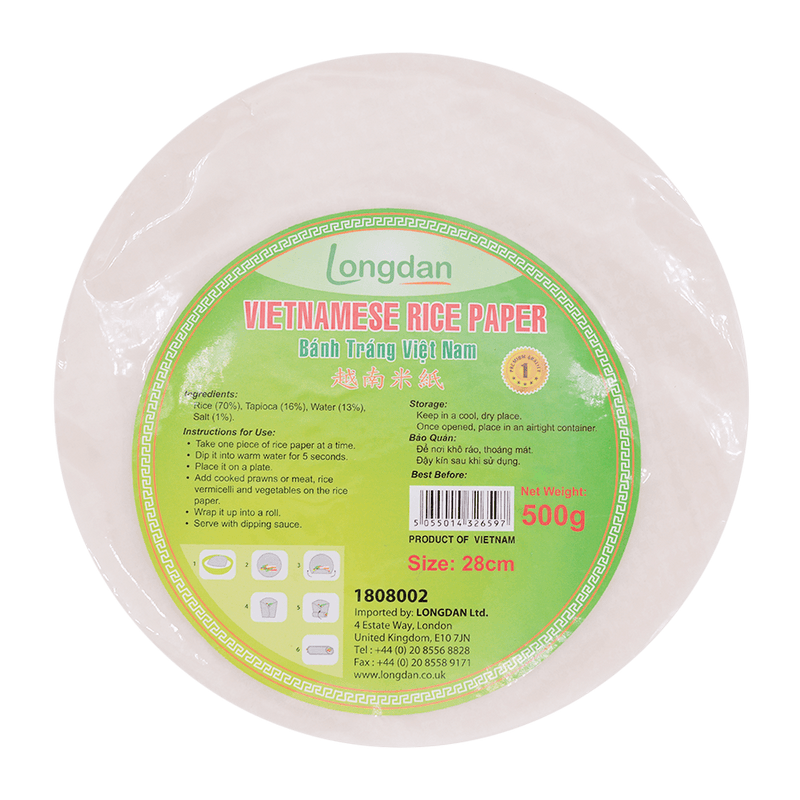 Longdan Vietnamese Rice Paper 28Cm 500G (Case 20) - Longdan Official