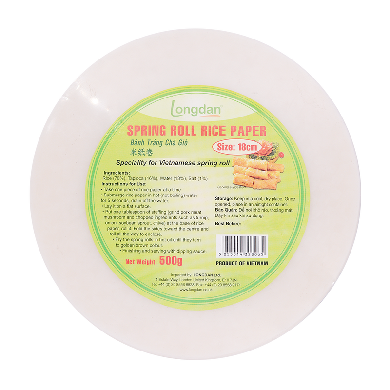 Longdan Spring Roll Rice Paper 18cm 500g (Case 20)