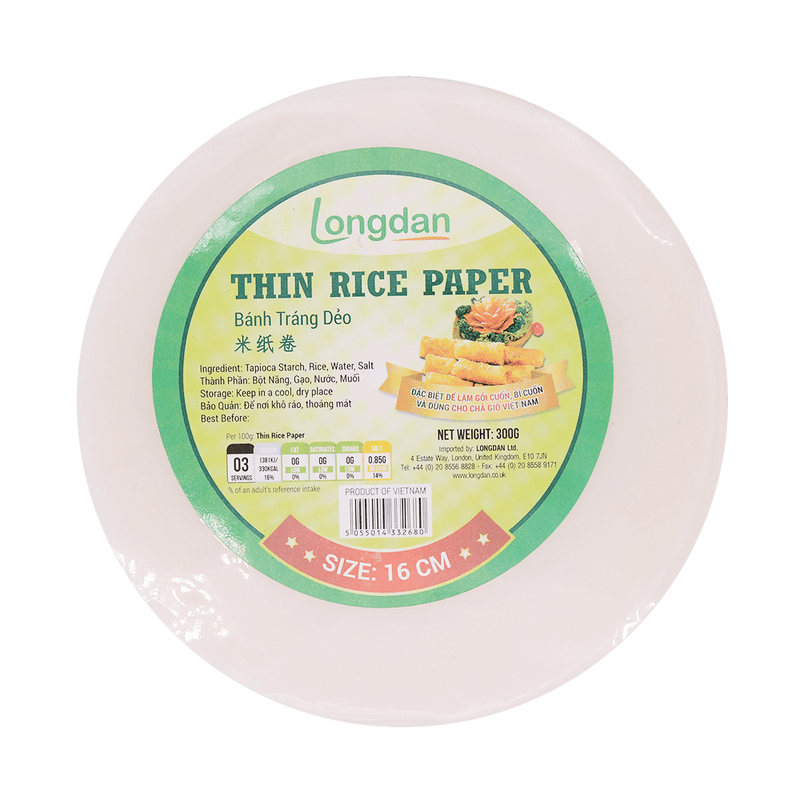 Longdan Thin Rice Paper 16cm 300g - Longdan Online Supermarket