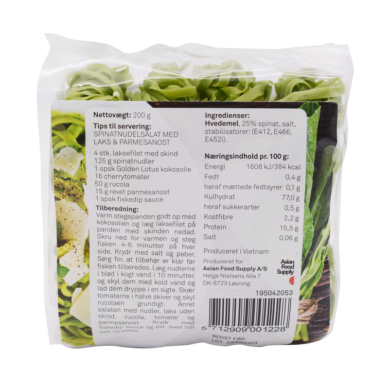 Golden Lotus Nudler, Tørrede Spinatnudler (Spinach Noodles) 200g - Longdan Online Supermarket