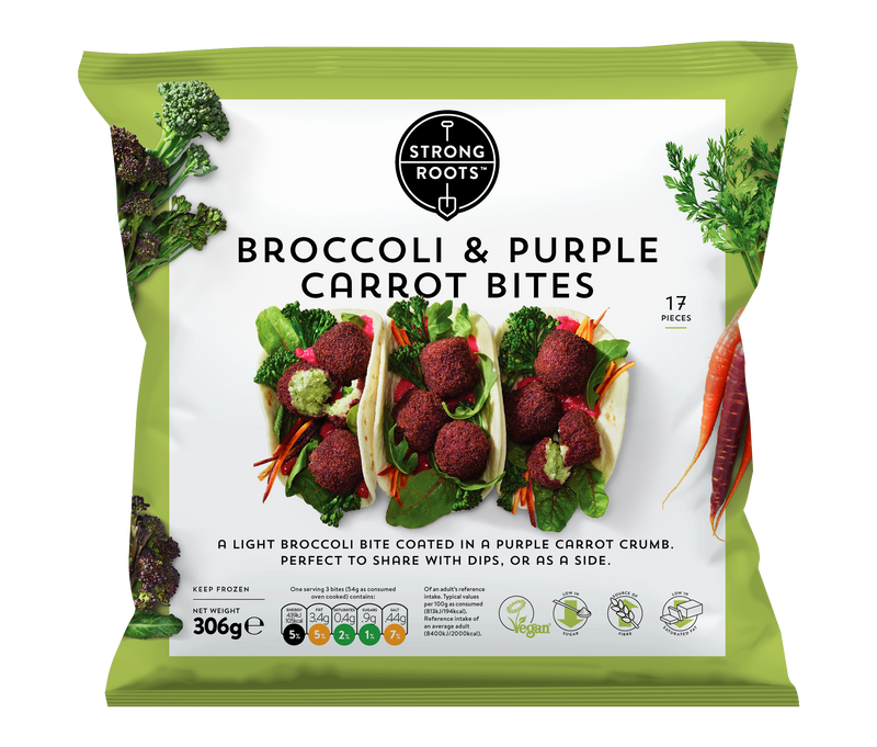 STRONG ROOTS Broccoli & Purple Carrot Bites 306GR (Frozen) - Longdan Official Online Store