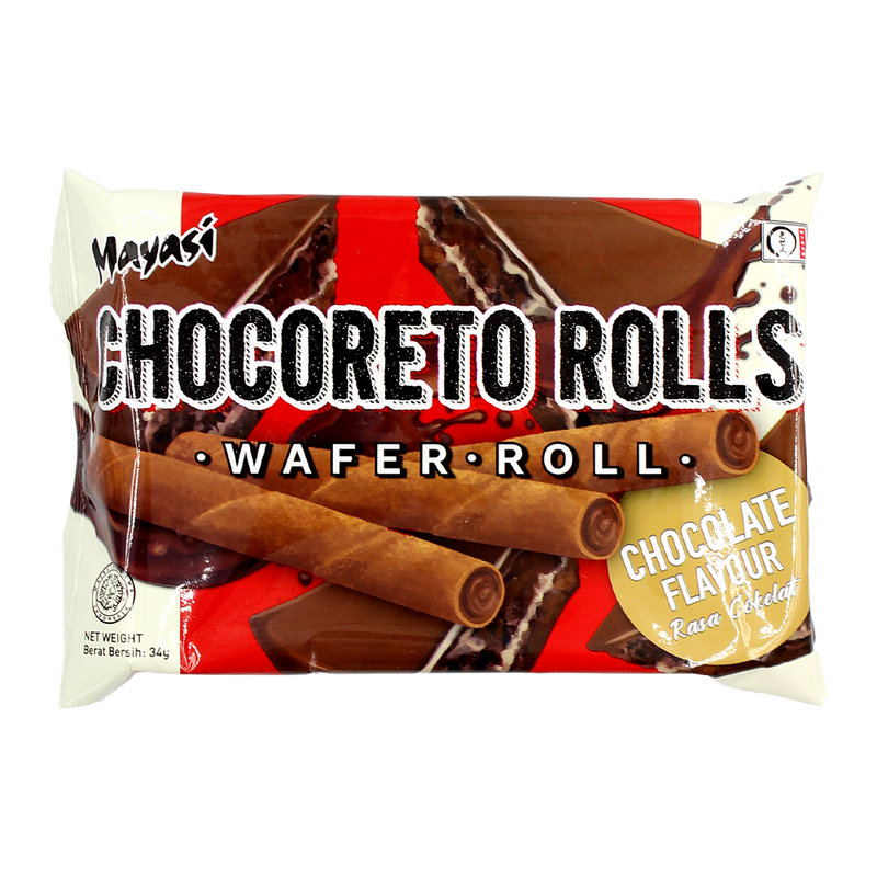 Mayasi Chocoreto Wafer Roll Chocolate Flv 34g (Case 40) - Longdan Official