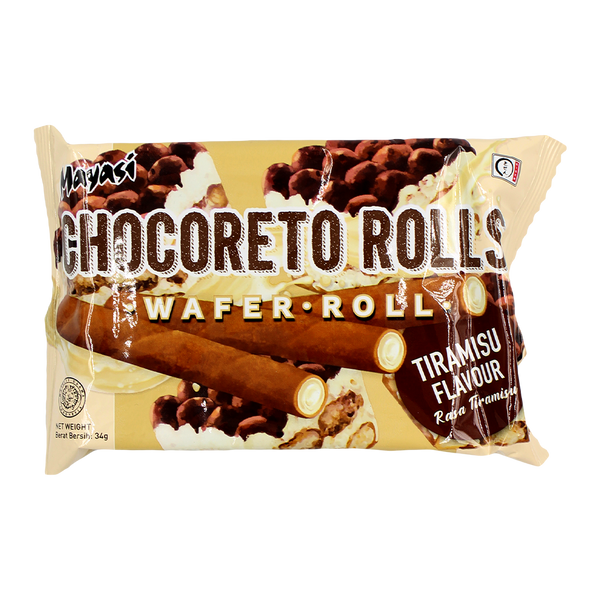 Mayasi Chocoreto Wafer Roll Tiramisu Flv 34g - Longdan Official