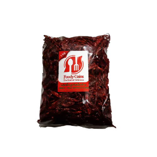 FOODY GAINS Dried Chilli Without Stem 1kg - Longdan Official