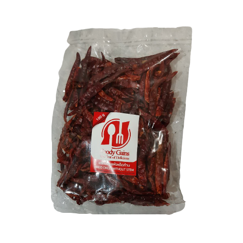 FOODY GAINS Dried Chili Without Stem 100g (Case 25) - Longdan Official