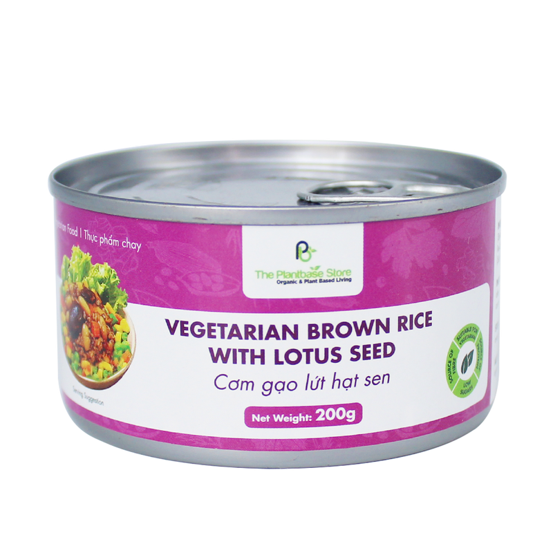 The Plantbase Store Canned Vegetarian Brown Rice With Lotus Seed 200g (Case 12) - Longdan Official