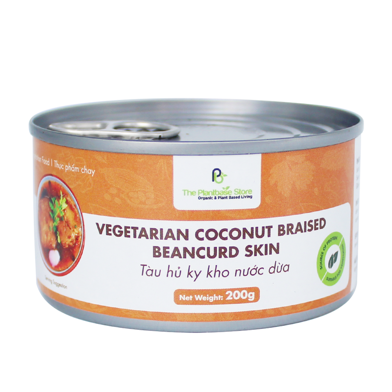 The Plantbase Store Canned Vegetarian Coconut Braised Beancurd Skin 200g (Case 12) - Longdan Official