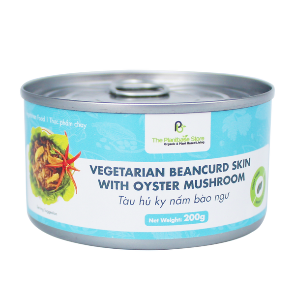 The Plantbase Store Canned Vegetarian Beancurd Skin With Oyster Mushroom 200g - Longdan Official