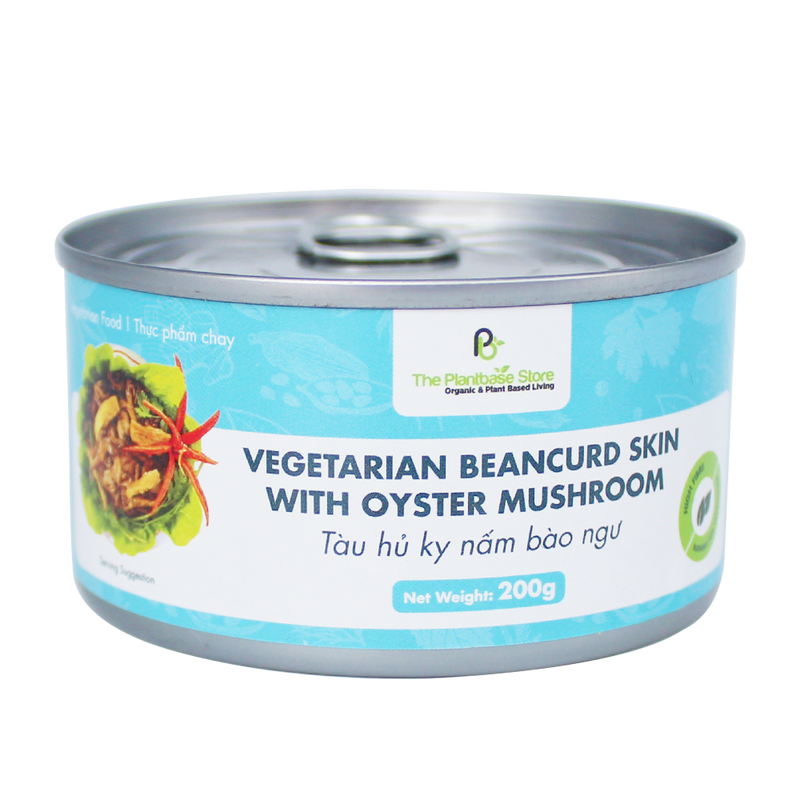 The Plantbase Store Canned Vegetarian Beancurd Skin With Oyster Mushroom 200g (Case 12) - Longdan Official