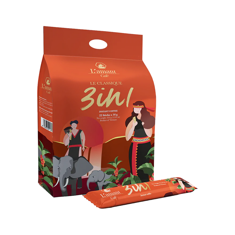 L'amant 3in1 Instant Coffee 352g - Bag 22 Sticks (Case 24) - Longdan Official