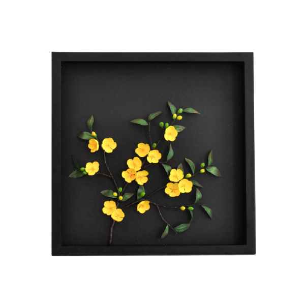 Paper Flowers Shadow Box 40x40 - Apricot Blossom - Longdan Official