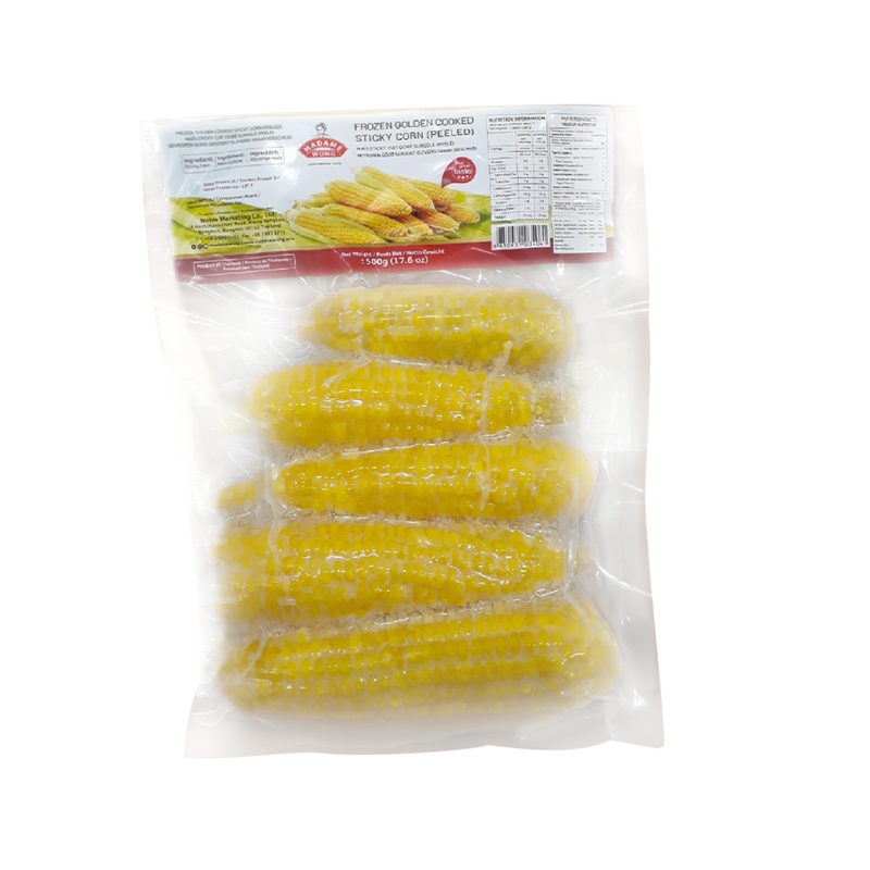MADAME WONG Yellow Cooked Sticky Peeled Corn 500g (Frozen) - Longdan Official