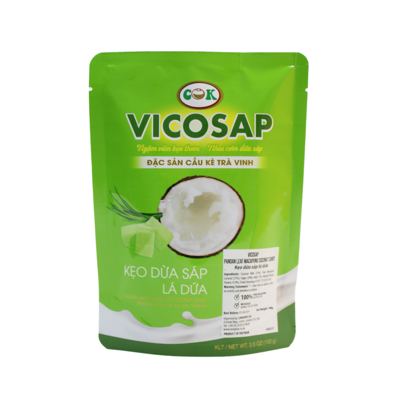 Vicosap Pandan Leaf Macapuno Coconut Candy 100g - Longdan Official