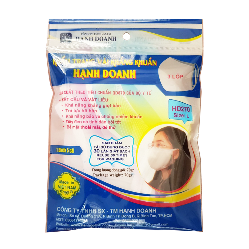 Fabric Mask Reuse 30 Times For Washing 5pcs - Longdan Online Supermarket