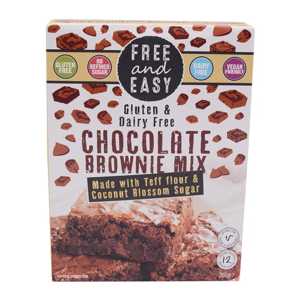 Free and Easy Gluten & Dairy Free Chocolate Brownie Mix w/ Ethiopian Teff Flour & Coconut Blossom Sugar 350g - Longdan Online Supermarket