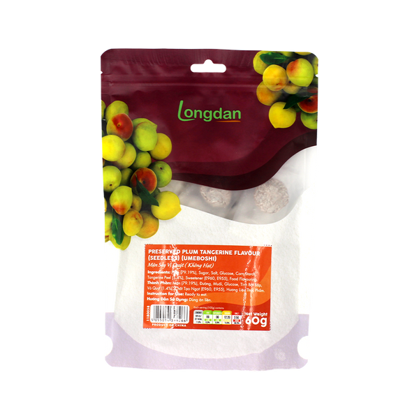Longdan Preserved Plum Tangerine flavour (seedless) 60g - Longdan Official Online Store