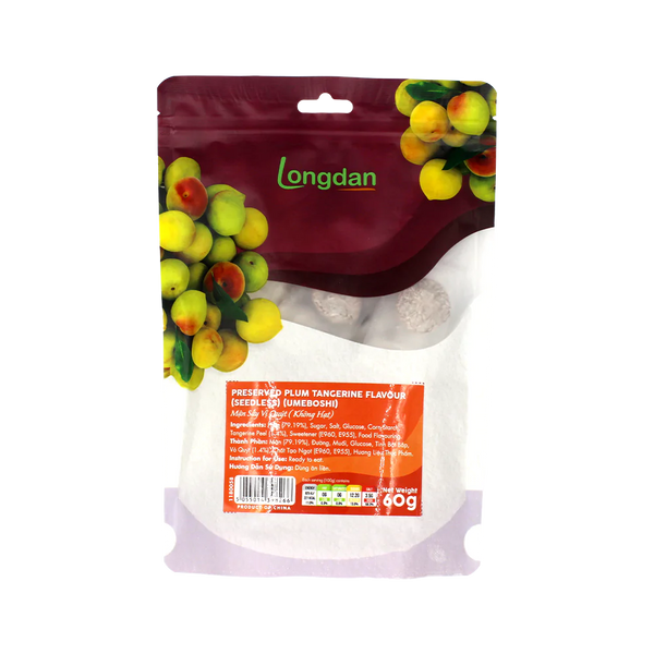 Longdan Preserved Plum Tangerine flavour (Seedless) 60g (Case 24) - Longdan Official