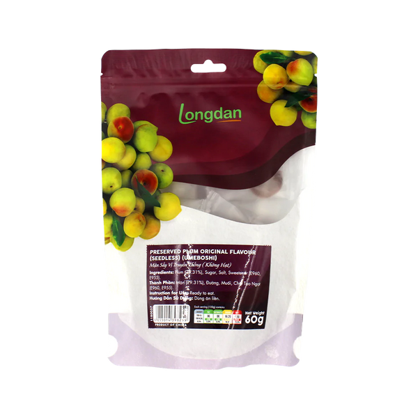 Longdan Preserved Plum Original flavour (Seedless) 60g (Case 24) - Longdan Official