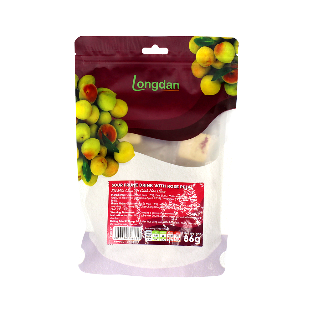 Longdan Sour Prune Drink with Rose Petal 86g - Longdan Official Online Store