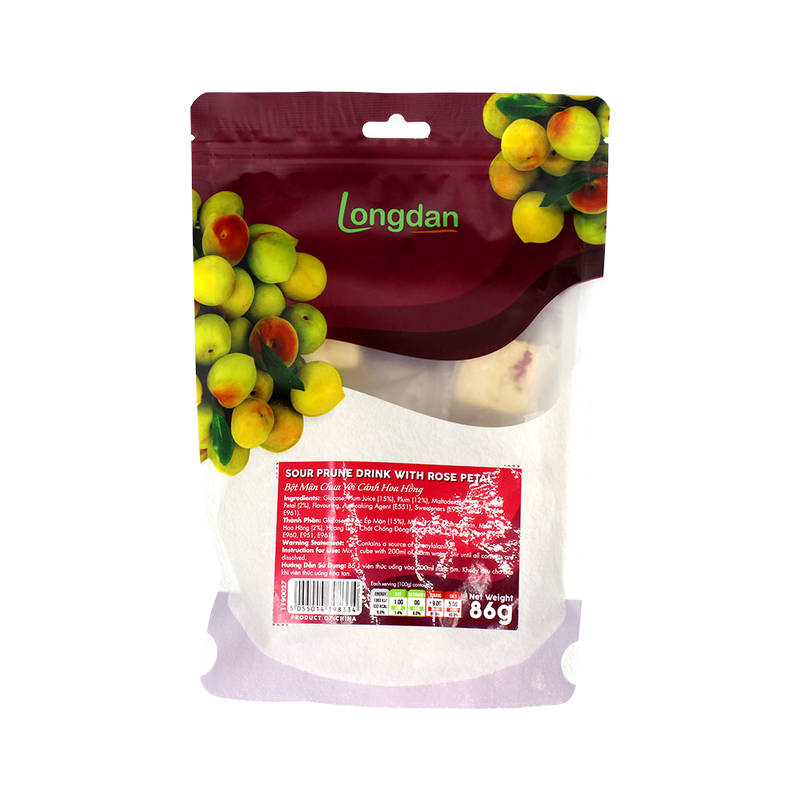 Longdan Sour Prune Drink with Rose Petal 86g - Longdan Official Online Store
