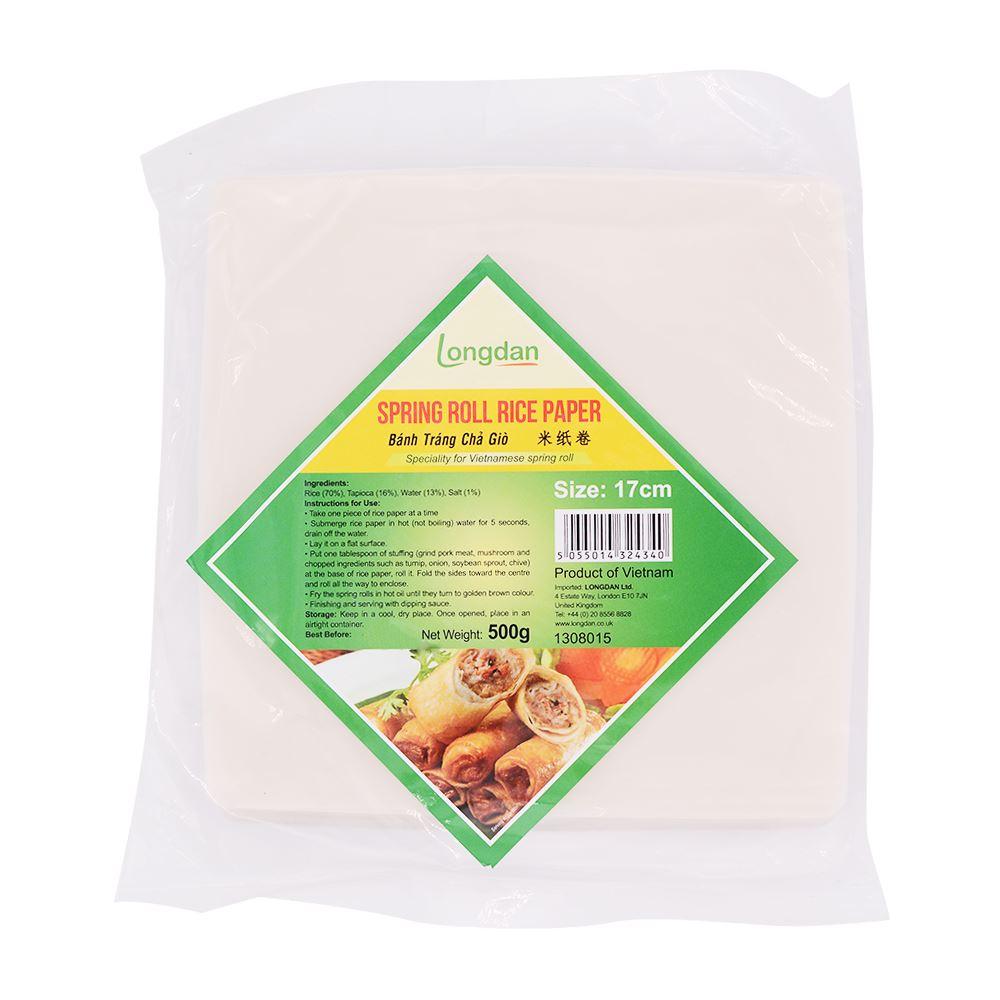 Spring 17cm Longdan Spring Roll Rice Paper 17cm (Square) 500g (Case 20)